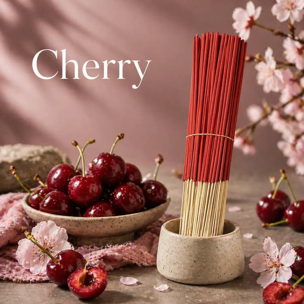 Somnluna Cherry Incense Sticks - 24 pack red cherry design packaging