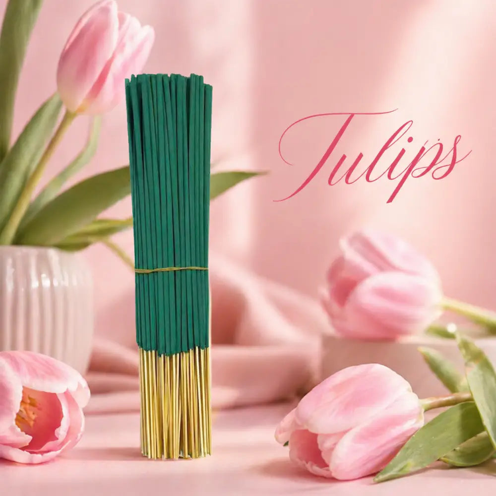 Somnluna Tulips incense sticks - hand-dipped floral scent, phthalate-free USA