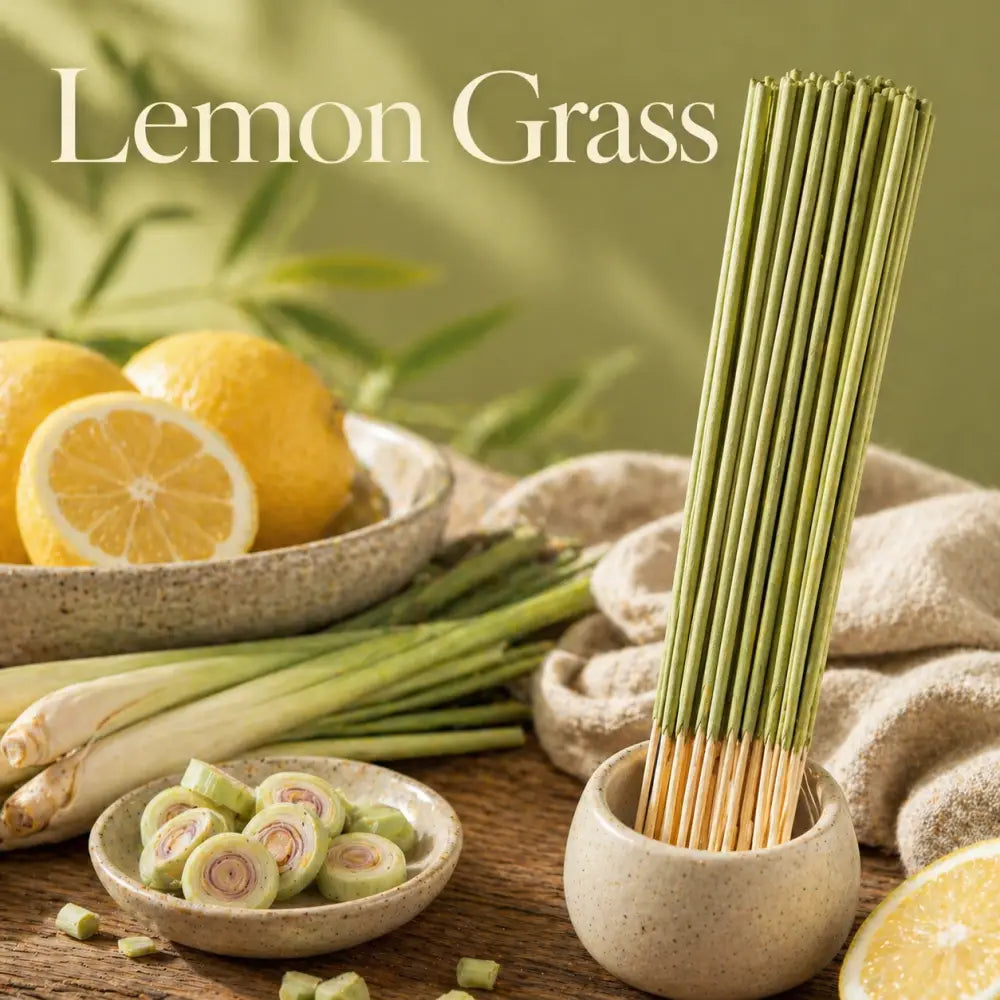 Somnluna Lemon Grass Incense Sticks - 24 pack green fresh packaging design